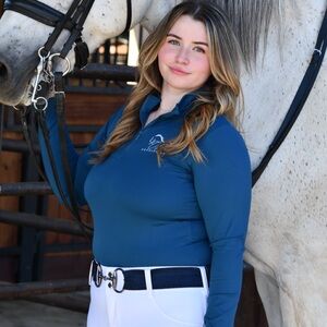 Blue/Green New Women's long Sleeve Top equestrian top CM equestrian 4 w…